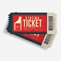 Cinema ticket icon, Movie cardboard pair of tickets. vector Royalty Free Stock Photo