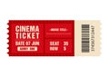 Cinema ticket. Movie ticket template isolated on white background