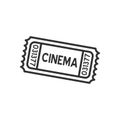 Cinema Ticket Outline Flat Icon on White