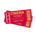 Cinema ticket. Pair of red tickets isolated on white background Royalty Free Stock Photo