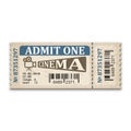 Cinema ticket in retro style. Admission ticket isolated on white background Royalty Free Stock Photo