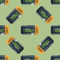 Cinema ticket seamless pattern. Flat and solid color design texture. Vector illustration.