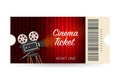 Cinema tickets isolated on white background. Realistic front view. Movie banner. Cinema Movie Tickets Set. Vector stock Royalty Free Stock Photo