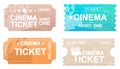 Cinema tickets isolated on white background Retro style tickets, cinema pass Royalty Free Stock Photo