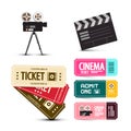 Cinema Tickets. Vector Movie Items Set