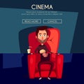 Cinema Time. Home movie watching. Cartoon vector illustration Royalty Free Stock Photo