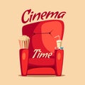 Cinema Time. Home movie watching. Cartoon vector illustration