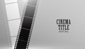 cinema title background with realistic film strip design