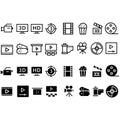 Cinema vector icon set. movie illustration symbol collection. movie house sign or logo.