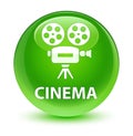 Cinema (video camera icon) glassy green round button