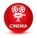 Cinema (video camera icon) glassy red round button