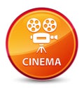 Cinema (video camera icon) special glassy orange round button Royalty Free Stock Photo