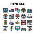 Cinema Watch Movie Entertainment Icons Set Vector Royalty Free Stock Photo