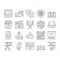 Cinema Watch Movie Entertainment Icons Set Vector . Royalty Free Stock Photo