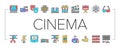 Cinema Watch Movie Entertainment Icons Set Vector . Royalty Free Stock Photo