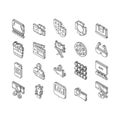 Cinema Watch Movie Entertainment isometric icons set vector Royalty Free Stock Photo