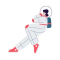 Cinema with Woman Character Actress in Spacesuit Engaged in Movie Shooting Vector Illustration