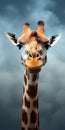Cinema4d Rendered Giraffe With Cloudy Background - Mobile Lock Screen Background