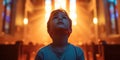 A Cinematic Church Scene Captures A Young Boy\'s Heavenly Blessing