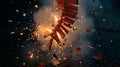 Cinematic close-up of firecrackers igniting with sparks flying in a dark environment Royalty Free Stock Photo