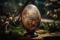 Cinematic close-up shot of a beautifully decorated Egg generative AI