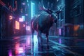 Cinematic Cyberpunk Elk Takes Urban Nightscape to New Heights