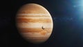 Illustration Cinematic 3D graphics of Jupiter and its moon Royalty Free Stock Photo