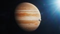Illustration Cinematic 3D graphics of Jupiter and its moon Royalty Free Stock Photo