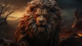 Cinematic 3d image realistic epic lion king made with generative AI