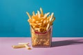 Cinematic editorial shot featuring a stack of fried fries