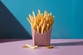 Cinematic editorial shot featuring a stack of fried fries