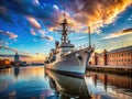 A Cinematic Exploration of the USS Cassin Young at the Boston Naval Yard Masterful Rule of Thirds Composition Royalty Free Stock Photo
