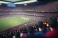 Cinematic Football stadium background with full of crowded audience,generative ai