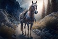 Cinematic Horse Patrol: Unreal Engine, 32k Megapixel, ProPhoto RGB, VR and More! Royalty Free Stock Photo