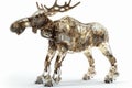 Realistic Moose Robot: Highly Detailed 3D Rendering with Cinematic Lighting on White Background