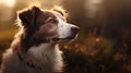 Cinematic Lighting A Dreamy Portrait Of A Brownwhite Dog