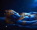 cinematic lighting unreal blue vishnu lord generative AI