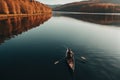 A cinematic photo of Person rowing on a kayak in the river. ai generative