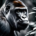 Cinematic Portrait of Endangered Eastern Lowland Gorilla Gazing into the Camera