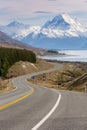 Cinematic Road to Mount Cook , New Zealand. Royalty Free Stock Photo