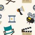 Cinematic Illustration Icons Seamless Pattern