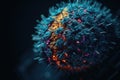 Cinematic Shot of Highly Detailed COVID-19 Virus Genetic Material for Medical Presentations.