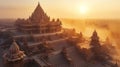 cinematic shot of kedarnath shiva temple with snow mountains