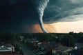 cinematic slow-motion capture of a tornado forming