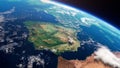 Cinematic space view of Europe, realistic planet Earth rotation in cosmos