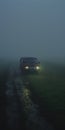 Cinematic Still Shot Red Car Parked In Fog - Raw Documentation Of Southern Countryside