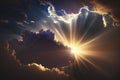 Cinematic Sunburst Clouds with Soft Focus Lighting. Perfect for Posters and Landing Pages. Royalty Free Stock Photo