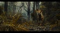 Cinematic Tahu in Jungle and Wild Fox in Australian Tonalism Royalty Free Stock Photo