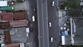 Cinematic top down aerial footage view of Multi lane highway road