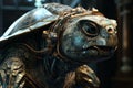 Unleashing the Realism: Highly Detailed Turtle Robot Head in 3D with Cinematic Lighting and Rococo Background